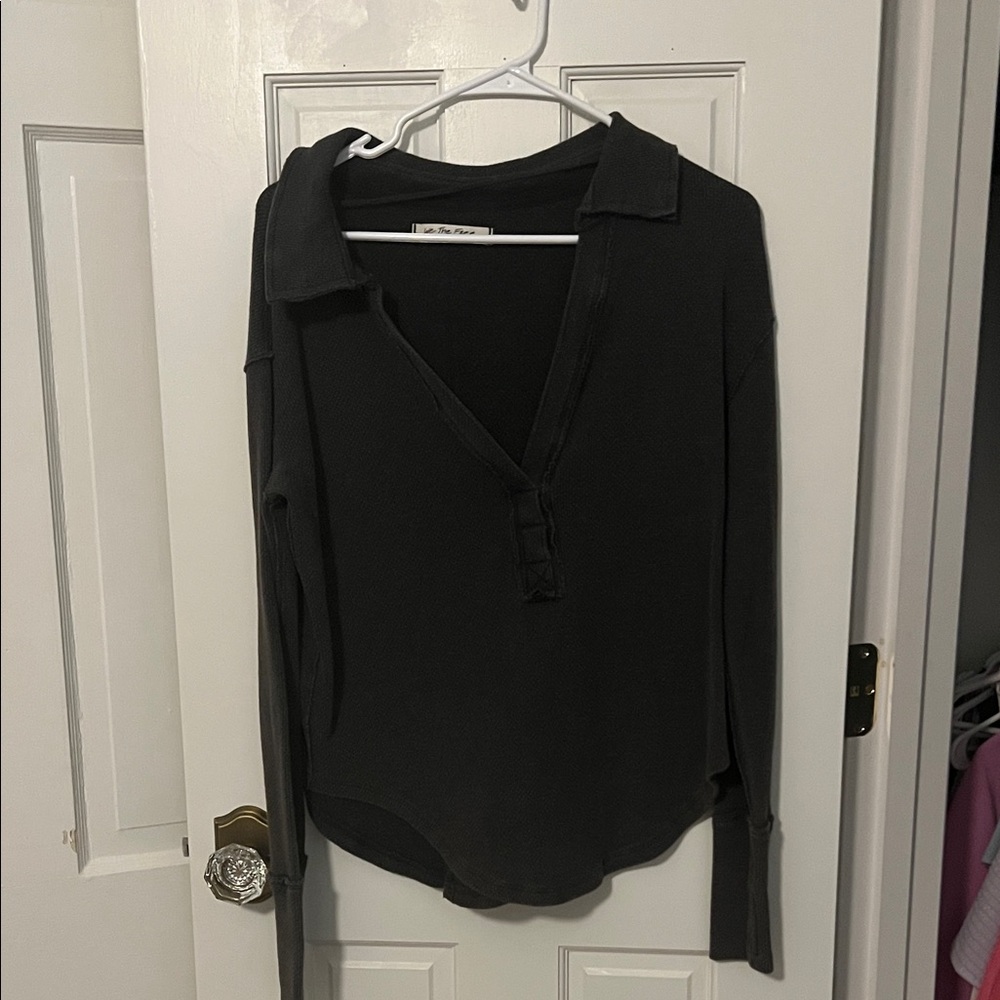 Free People Black Button Down Shirt